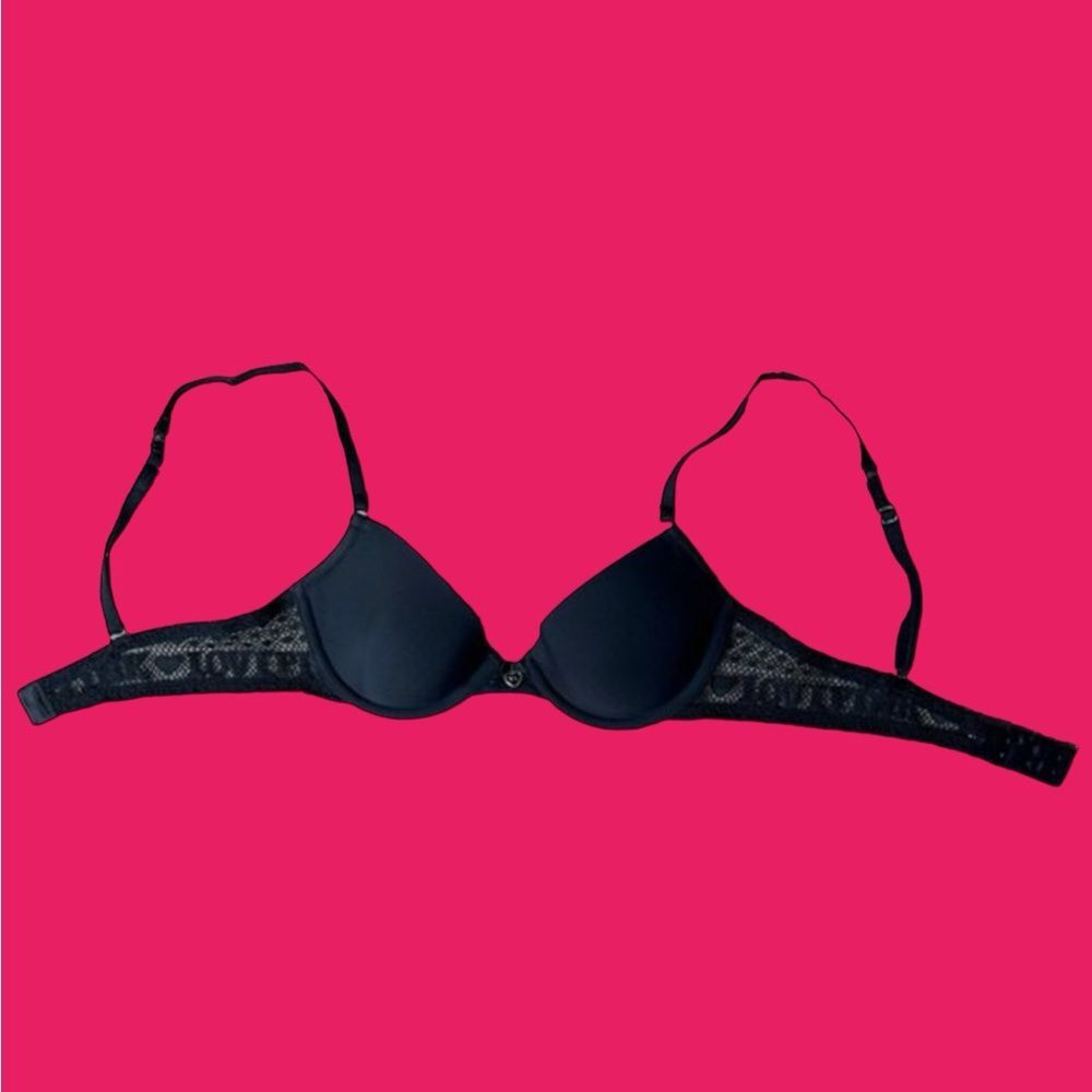 PINK Victoria’s Secret T-Shirt Demi Lace Bra Black 32B NWOT
